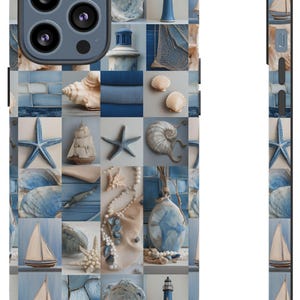 Nautical Phone Case, Patchwork Ocean Design, Coastal Decor, Tough Cases for Beach Lovers, Gift for Sea Enthusiasts, Fits iPhone And Samsung