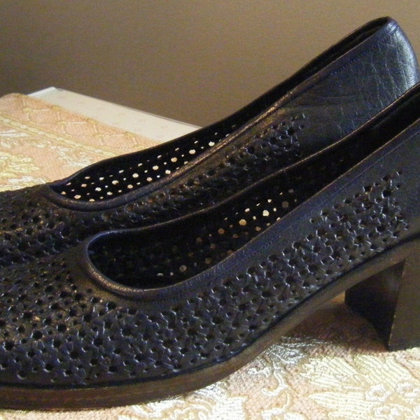 Vintage Navy Shoes Famolare Italian Leather 9 AAA