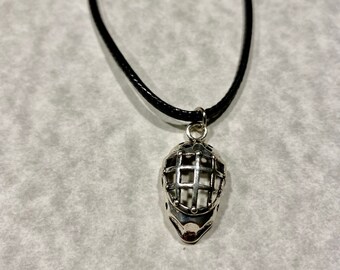 Hockey Goalie Pendant on Cord Necklace