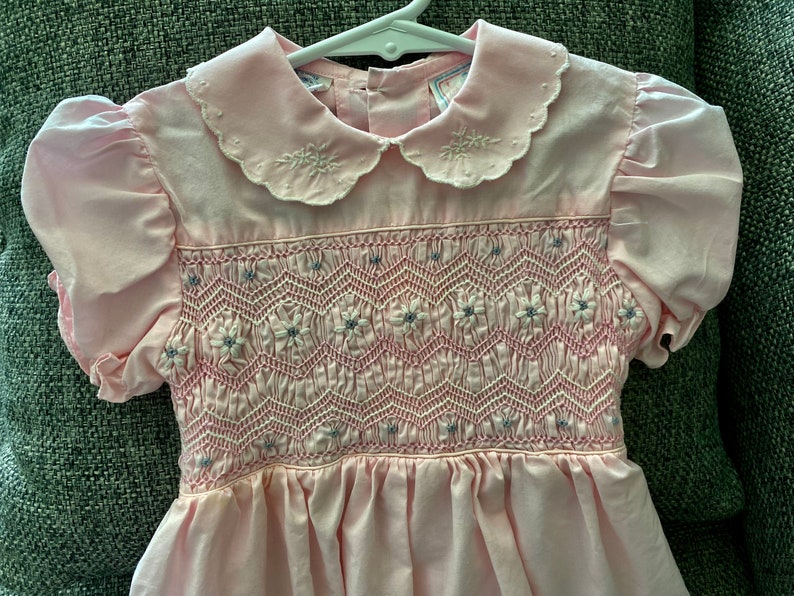 Kids Smocked dress with lining - pink green floral