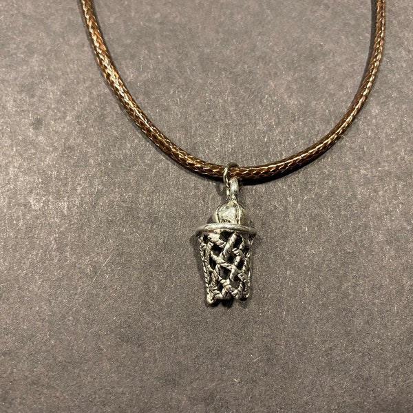 Basketball Necklace on Waxed Cord