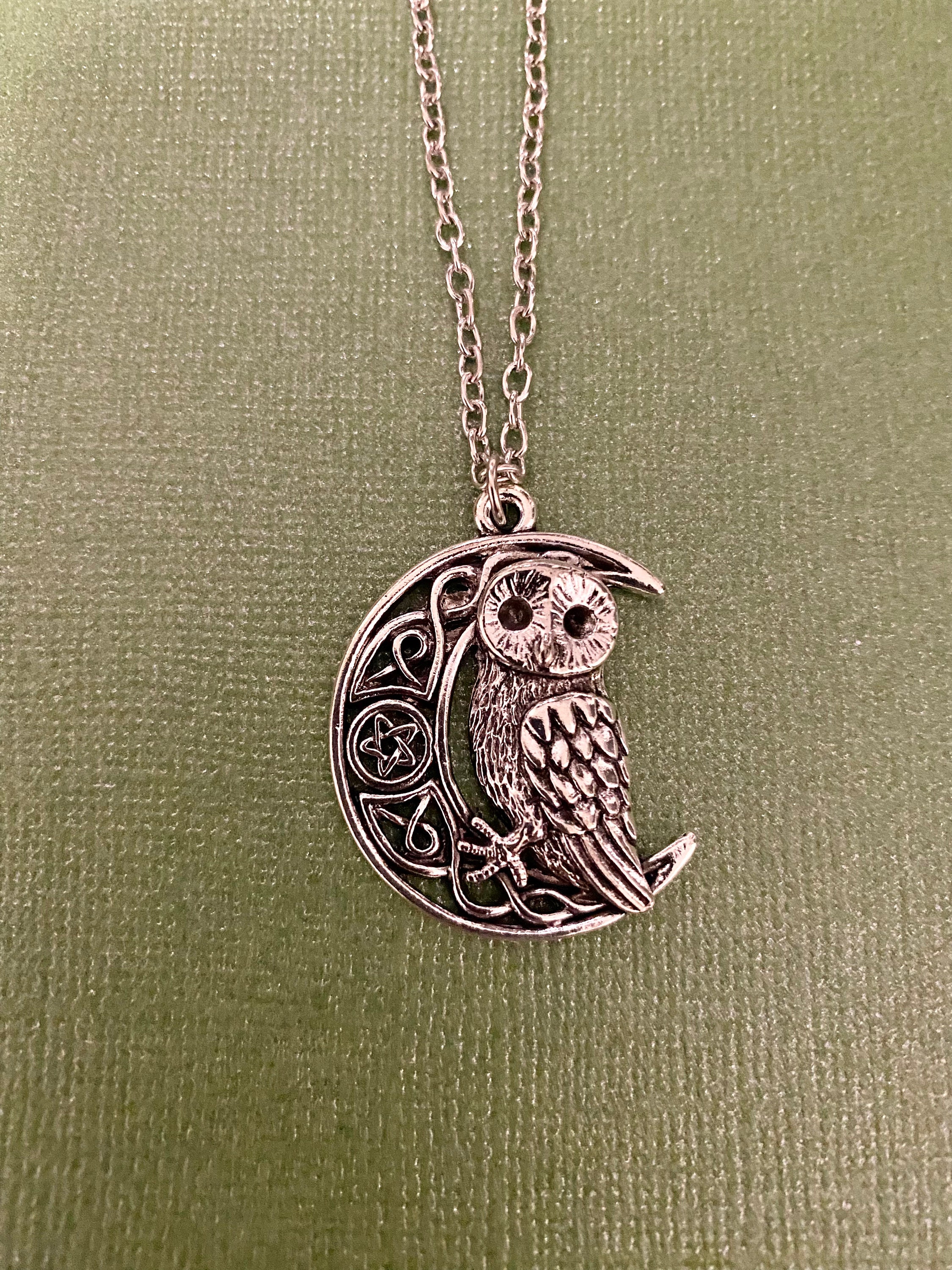 Celtic Owl Moon Necklace