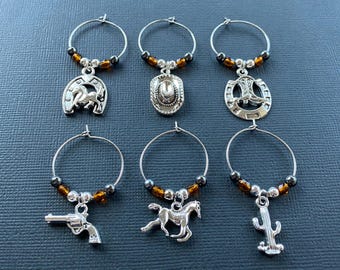 Western Wine Glass Charms