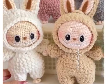 Labubu Inspired Bunny Crochet Pattern PDF | Plus a great gift| Cute Amigurumi Plush Toy | DIY Soft Doll | Instant Download