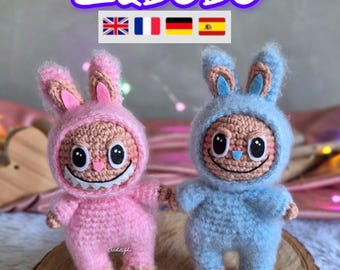 Funny Labubu Bunny Crochet Pattern – Whimsical Monster Plush PDF – Cute No-Sew Amigurumi DIY Tutorial – Easy Digital Down