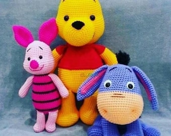 Winnie the Pooh Crochet Pattern Bundle – PDF Digital Download (Pooh, Piglet, Tigger & Eeyore)