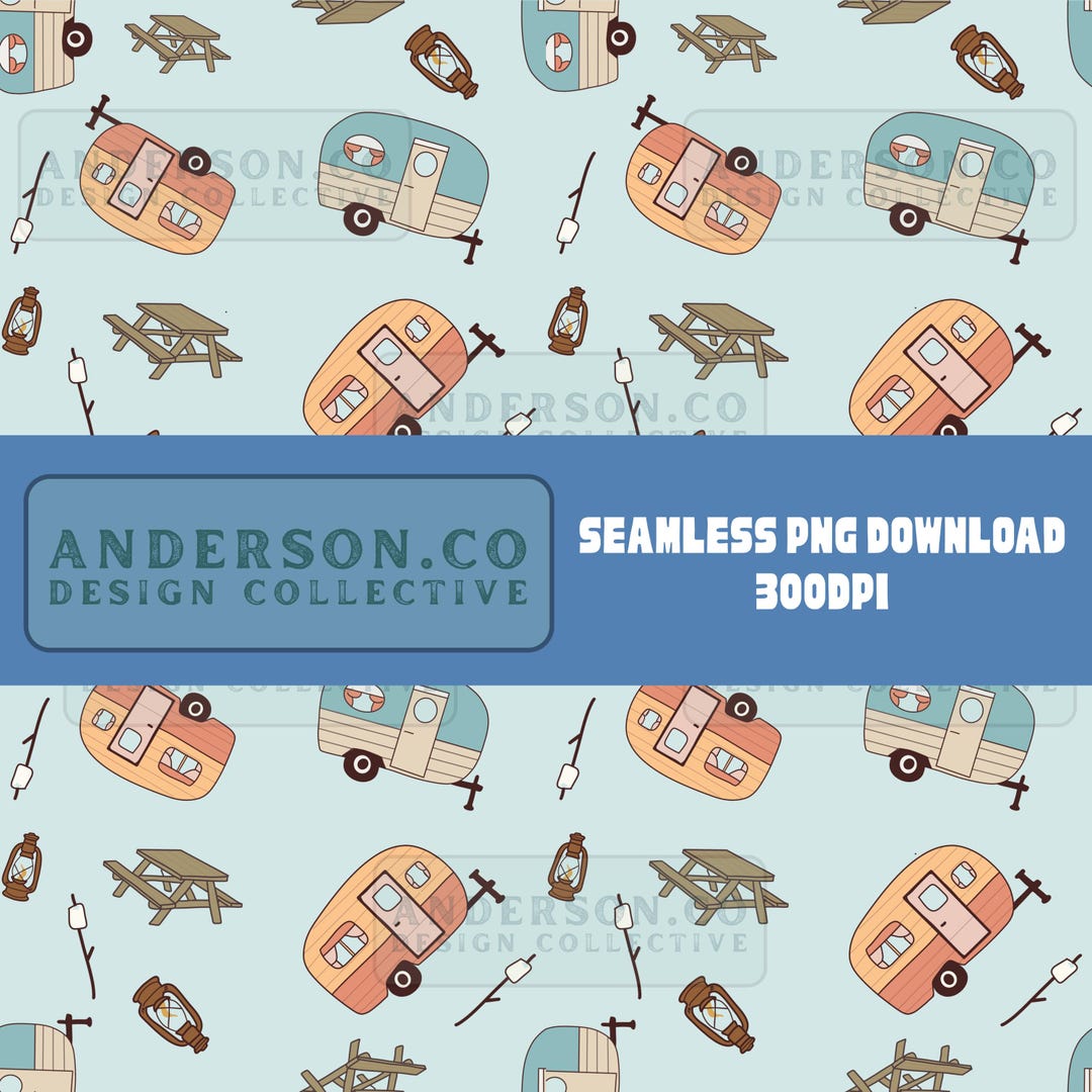 Vintage Camper Life Seamless Pattern – Hand Drawn Digital Download ...