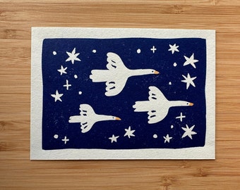 Flying Home | Handprinted Linocut | Original Print