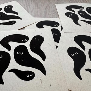 Sleepy Spooks | Linocut Print | Hand Printed