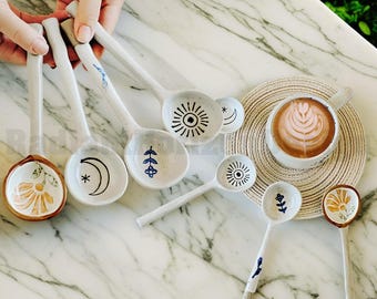 Small Ceramic Spoons | Coarse Pottery Spoon | Kitchen Decor | Coffee Spoon | Housewarming Gift | Foodie Gift | Christmas Gift