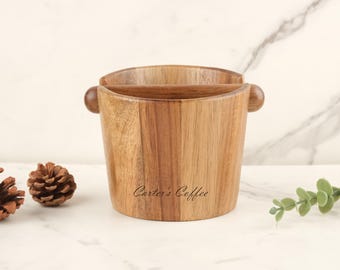 Personalised Coffee Knock Box | Custom Text | Unique Gift for Coffee Lovers | Barista Knock Box Customisable Grinds Storage
