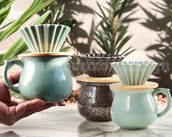 Ceramic Coffee dripper set,Coffee Jug,Blue Ceramic Pour Over Coffee Server with Dripper ,Pour Over Coffee Maker Set,Coffee Dripper Gift Set
