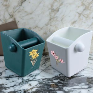 Personalised Coffee Knock Box | Custom Text | Unique Gift for Coffee Lovers | Barista Knock Box Customisable Grinds Storage