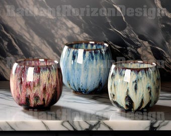 Ceramic Espresso Cups Set, Japanese Tea Cups Set, Ceramic Coffee Cups, Kitchen Decor, Wedding Favor Gift, MiniMalist Nordic Gifts For Her