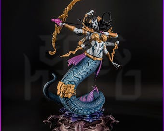 Lady Vashj Figure: World of Warcraft | 3D Printed Resin Statue, Hand-Painted