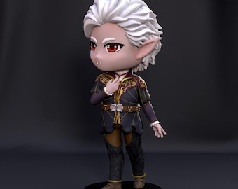 Figura de Chibi Astarion: Baldur’s Gate 3 / Estatua de resina impresa en 3D, pintada a mano
