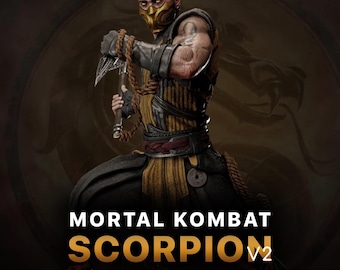 Figura de Scorpion V2: Mortal Kombat / Estatua de resina impresa en 3D, pintada a mano