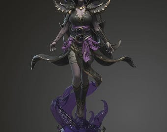 Xal’atath-figur: World of Warcraft | 3D-tryckt resinstaty, handmålad