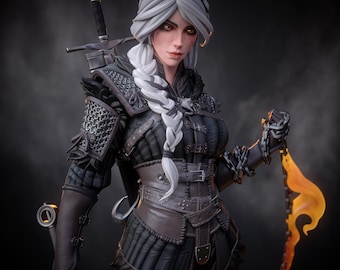 Figura de Ciri v4: The Witcher 4 / Estatua de resina impresa en 3D, pintada a mano