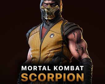 Figura de Scorpion: Mortal Kombat / Estatua de resina impresa en 3D, pintada a mano