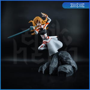 Figura di Asuna di Sword Art Online / Modello stampato in 3D 14K / Completamente dipinto / Regalo fatto a mano / Statua SAO /