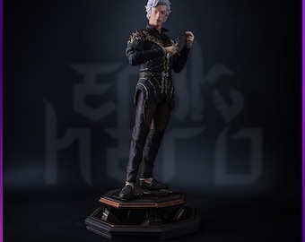 Estatua de Astarion: Figura BG3 impresa en 3D en resina de 14K, pintada a mano