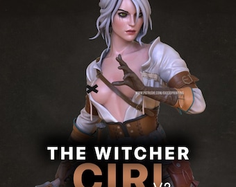 Figura de Ciri V2: The Witcher / Estatua de resina impresa en 3D, pintada a mano