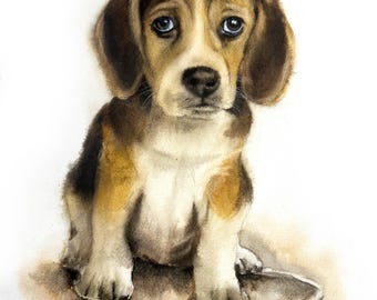 Aangepaste aquarel huisdierportret: handgeschilderd hond- of katmonument