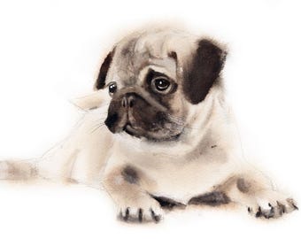 Aangepaste aquarel huisdierportret: handgeschilderd hond- of katmonument