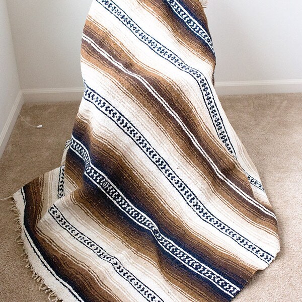 Mexican Style Falsa Earth Tone Blanket - RESERVED FOR CLAIRE