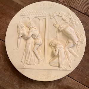 Italian collector plate  “Opera  Rigoletto”  alabaster