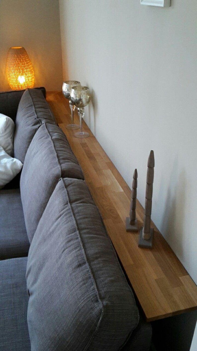 Wooden Behind Couch Table With Power Outlet & USB Ports, Slim Sofa ...