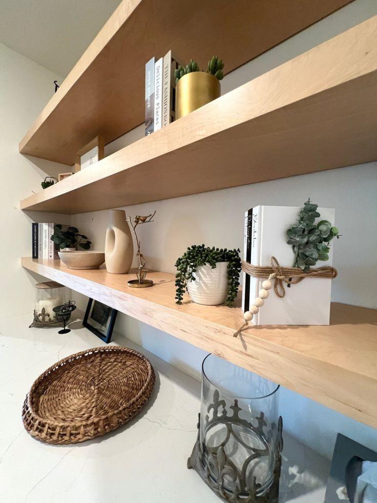 Wooden Floating Shelves - Living Room - Kitchen - Working Room ...