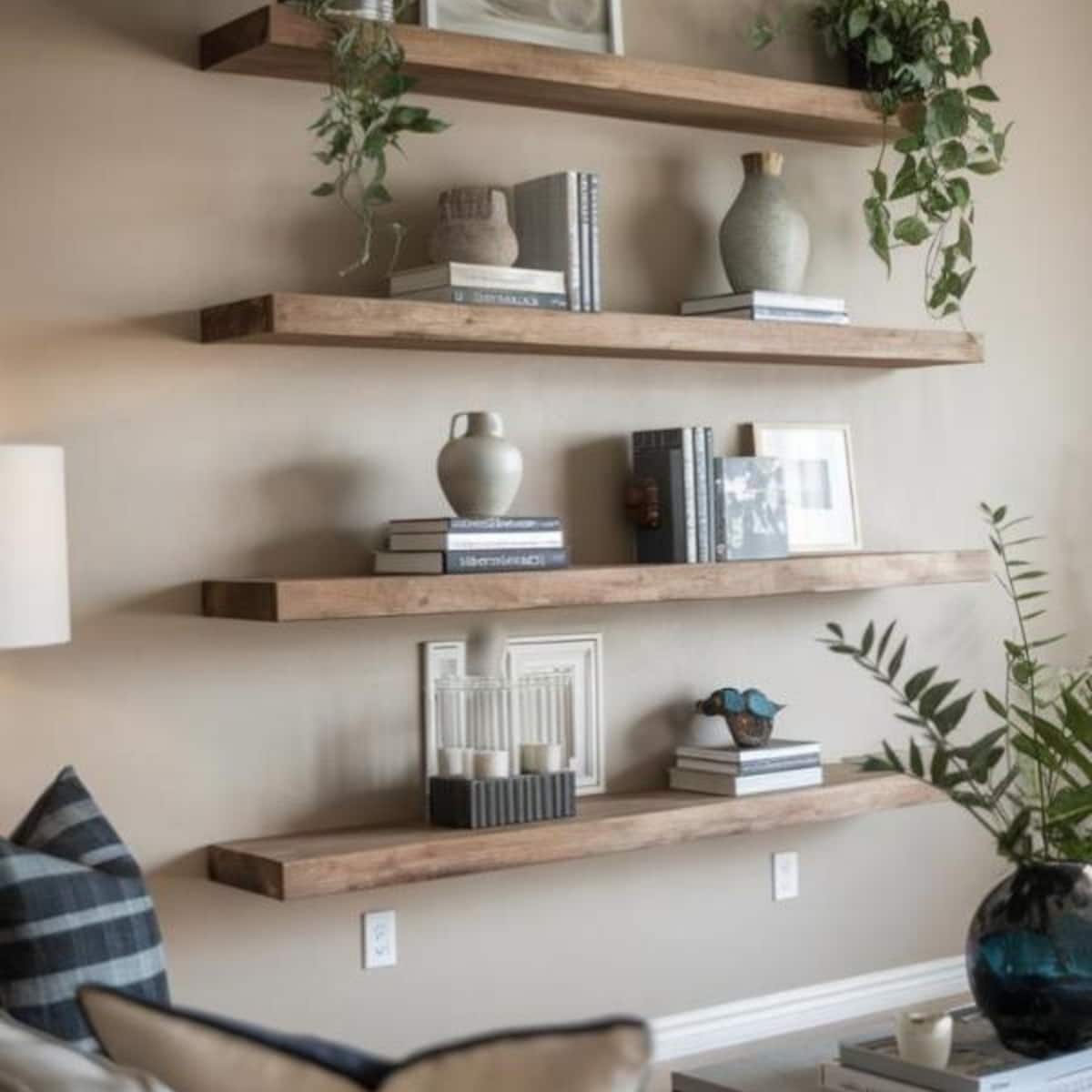 Wooden Floating Shelves - Living room - kitchen - working room - bathroom shelf - decorative shelf