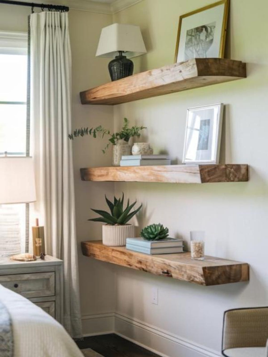 Wooden Floating Shelves - Living Room - Kitchen - Working Room ...