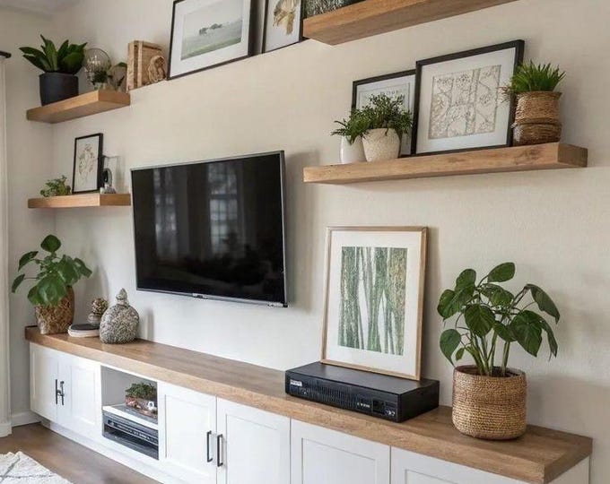 Wooden Floating Shelves - Living Room - Kitchen - Bathroom - Etsy Canada