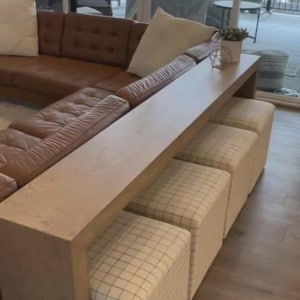 Wooden Behind Couch Table with Power Outlet & USB Ports, Slim Sofa Console Table, Rustic Over Couch Table, Behind Sofa Shelf with Charging