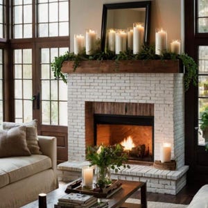 Any Size Fireplace Mantel -- Fireplace shelves - fireplace mantle - thick fireplace floating shelf - natural wood fireplace mantle