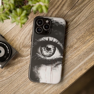 Eye-Catching Phone Case, Tough Cases, Artistic Phone Cover, Unique Mobile Accessory, Gift for Art Lovers, Black and White Design