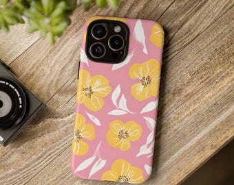 Yellow Floral Phone Case: Durable, Impact-Resistant, Spring Decor