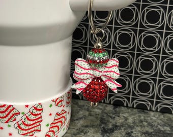 Pingente de canudo ou alça de copo Stanley/arco de bolo de árvore de Natal, pulseira com pingente de alça/acessórios de bolo de árvore de Natal