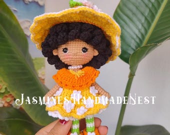 Crochet Orange Girl Doll – Fruit Friends, Handmade Baby Shower Gift, Photography Prop