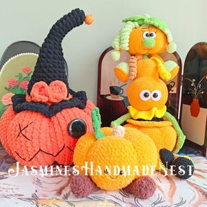 Cheeky Pumpkin Head Plush – Handmade Halloween Crochet Doll – Spooky Cute Fall Gift for Kids & Home Halloween Decor
