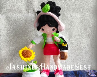 Hand-Crocheted Amigurumi Doll – Music Lover, Knit Headphones, Room Decor, Gift for Kids