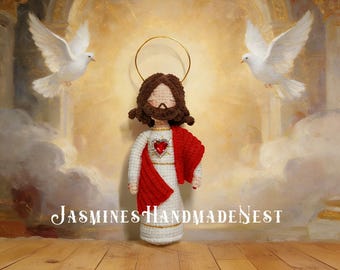 Handmade Crochet Jesus Doll – Amigurumi Christ Figurine, Christian Faith Gift & Religious Home Decor