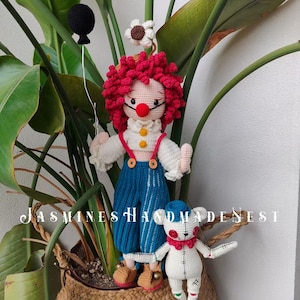Crochet Clown set Amigurumi Clown with Puppet crochet Handmade Gifts for kids, Nursery Decor Birthday Gifts,