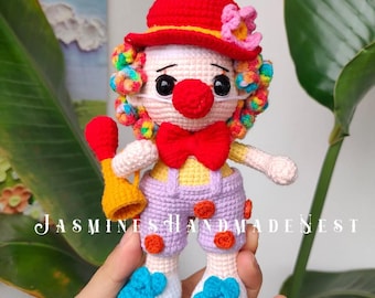 Crochet Clown Doll Amigurumi | Handmade Circus Toy, Nursery Decor Gift for Birthday