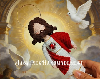 Handmade Crochet Jesus Doll – Amigurumi Christ Figurine, Christian Faith Gift & Religious Home Decor