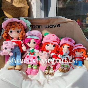 Crochet Strawberry Girl Doll Inspired Shortcake Plush Fruit Doll  Custom Handmade Gift for Her, Amigurumi Plush,Cat crochet,Birthday Gift