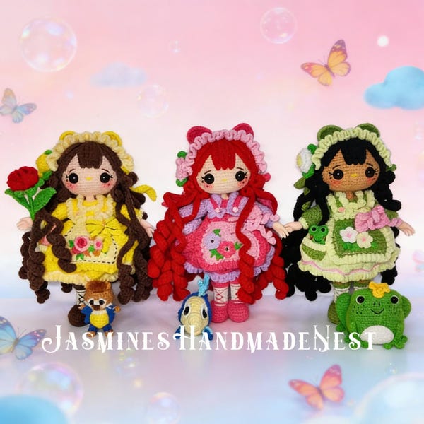 Handmade Custom Crochet Princess, Wish Girl, Frog & Mermaid Dolls – Amigurumi Plush